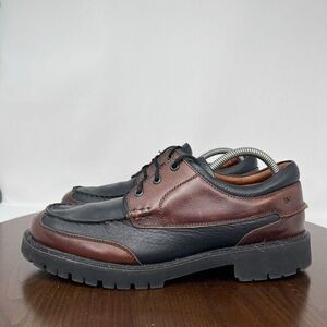 Johnston & Murphy Boat Loafer Shoes Men's 10M Brown black Leather 3 Eye Lug Moc‎